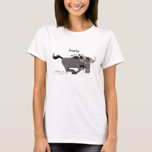 Funny wildebeam läuft Cartoon Illustration T-Shirt