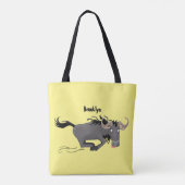Funny wildebeam läuft Cartoon Illustration Tasche (Rückseite)