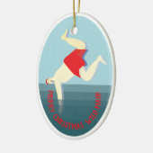 Funny, wilder Schwimmer Weihnachten Keramik Ornament (Links)