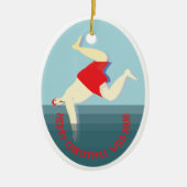 Funny, wilder Schwimmer Weihnachten Keramik Ornament (Vorne)