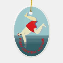 Funny, wilder Schwimmer Weihnachten Keramik Ornament