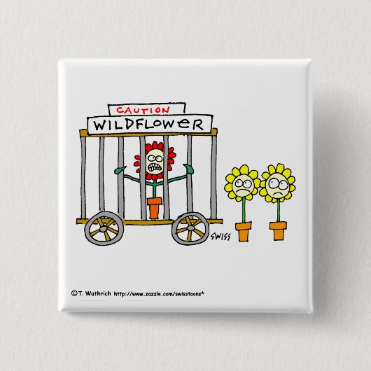 Funny Wildflowers Cartoon Button (Vorderseite)