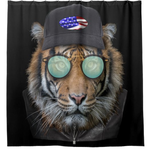 Funny Wildlife gekleidet Funny Bengalisch Tiger Duschvorhang (Vorderseite)