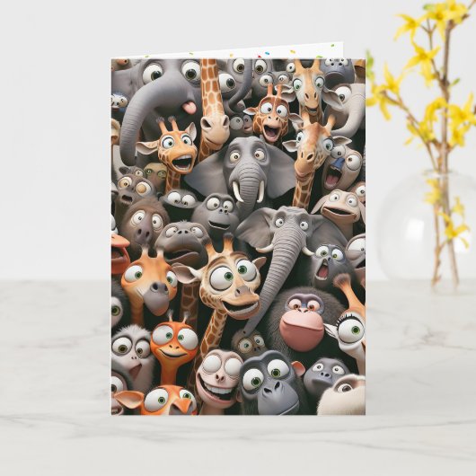 Funny Wildlife Group Karte (Gelbe Blume)