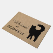 Funny Willkommen Vorsicht vor Katze Rustikal Fußmatte (Schrägansicht)
