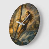 Funny Windsurfing Mona Lisa Sailing Ocean Gift Große Wanduhr (Winkel)