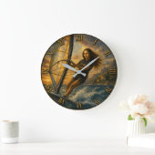 Funny Windsurfing Mona Lisa Sailing Ocean Gift Große Wanduhr (Zuhause)