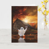 Funny Wine and Ghost Happy Halloween Spirits Karte (Gelbe Blume)