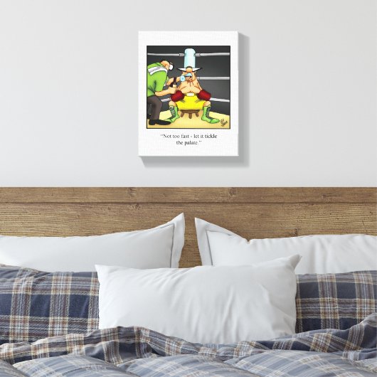 Funny Wine / Boxing Spaß Canvas Print Leinwanddruck (Insitu (Schlafzimmer))