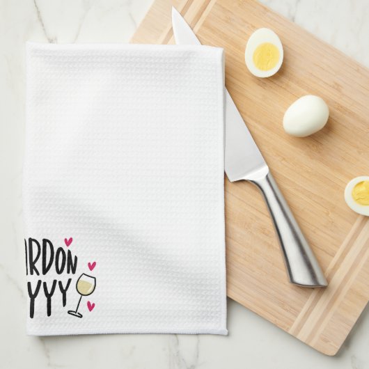 Funny Wine Chardonnay Heyy Geschirrtuch (Viertel Falte)