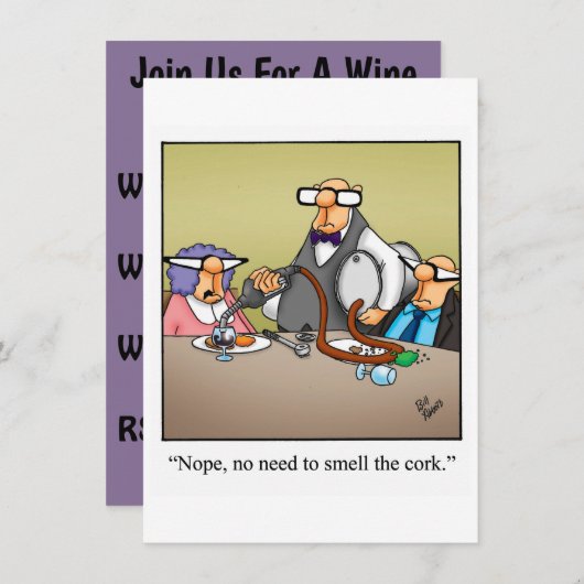 Funny Wine Degustation Party Einladung (Vorne/Hinten)