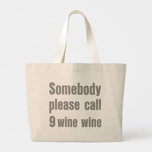 Funny Wine Emergency Moderne Typografie Jumbo Stoffbeutel (Rückseite)