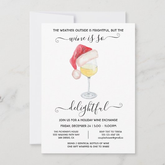 Funny Wine Exchange Weihnachtsfest Party Einladung (Vorderseite)