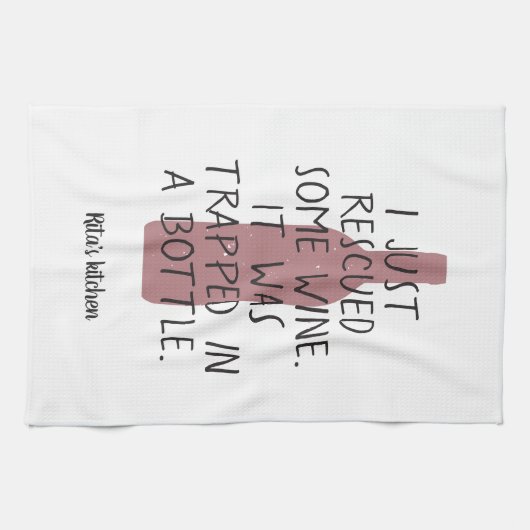 Funny Wine Flasche Sprichwort Name Red Black Nice Geschirrtuch (Horizontal)