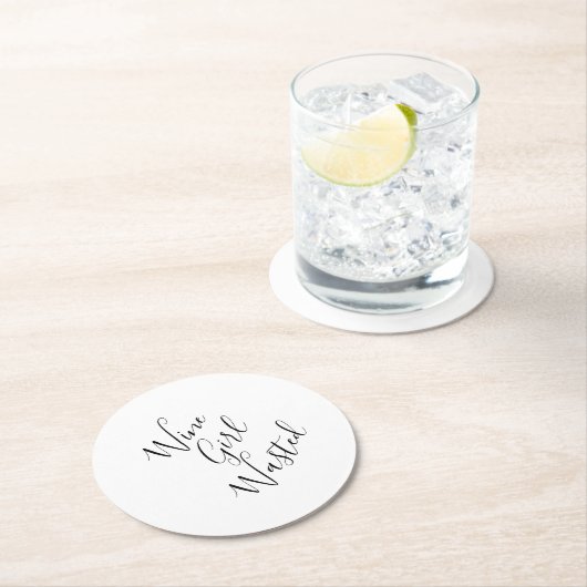 Funny Wine Girl WastRound Paper Untersetzer (Vor Ort)