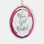 Funny Wine Girl Weihnachten vergeudet Keramik Ornament (Rechts)