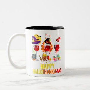 Funny Wine Glass Erntedank Frohe Hallothanksmas Zweifarbige Tasse