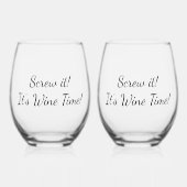 Funny Wine Glass Wine Time Weinglas Ohne Stiel (Vorderseite)