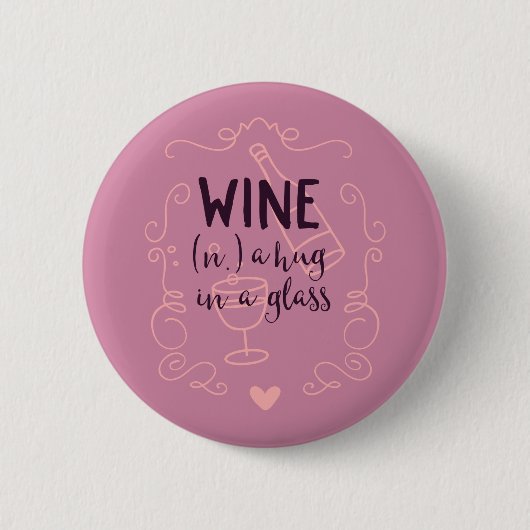 Funny Wine ist ein Schluck in einem Glas Button (Vorderseite)