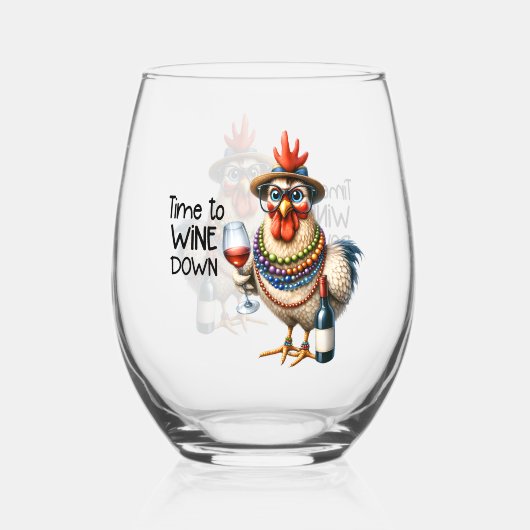 Funny Wine Lover/Chicken Weinglas Ohne Stiel (Rückseite)