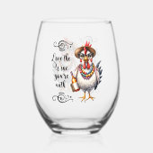 Funny Wine Lover/Chicken Weinglas Ohne Stiel (Rückseite)