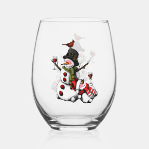 Funny Wine Lover/Snowman Weinglas Ohne Stiel
