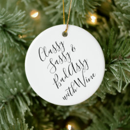 Funny Wine Lover Weihnachten Keramik Ornament