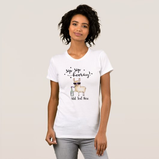 Funny Wine Lovers Sip Hooray Llama Custom T-Shirt (Vorne ganz)