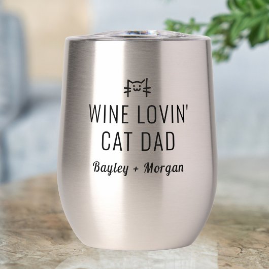 Funny Wine Loving Katze Vater Personalisierte Name