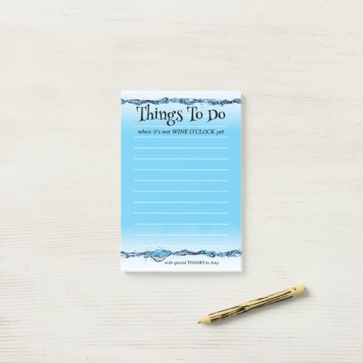 Funny Wine O'Clock Wasser Post-it Klebezettel (Auf Schreibtisch)