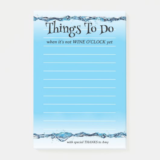 Funny Wine O'Clock Wasser Post-it Klebezettel (Vorderseite)