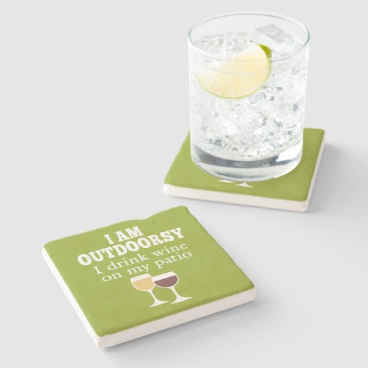 Funny Wine Quote - Ich trinke Wein auf meiner Terr Steinuntersetzer (Seitenansicht)