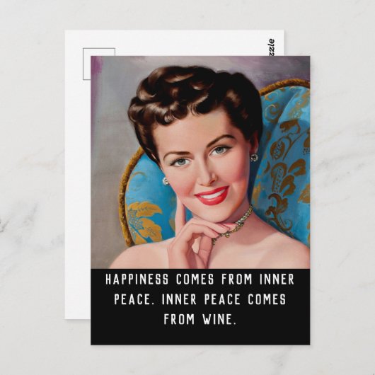 Funny Wine Quote Retro Homemaker Postkarte (Vorne/Hinten)