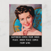 Funny Wine Quote Retro Homemaker Postkarte (Vorderseite)