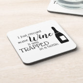 Funny Wine Quote Saying Rescued From Bottle Getränkeuntersetzer (Linke Seite)