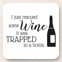 Funny Wine Quote Saying Rescued From Bottle Getränkeuntersetzer
