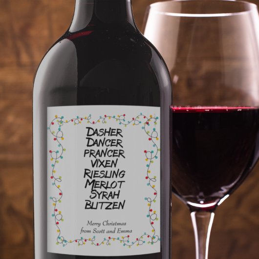 Funny Wine Rentier ernennt Weihnachtslichter Weinetikett