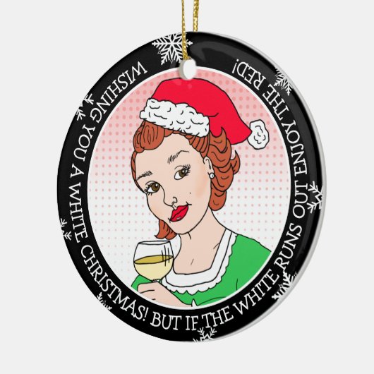 Funny Wine Spaß Retro Lady Weihnachten Keramik Ornament (Links)