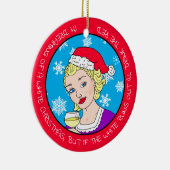 Funny Wine Spaß Retro Lady Weihnachten Keramik Ornament (Rechts)