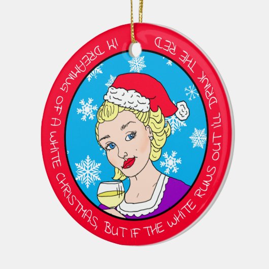 Funny Wine Spaß Retro Lady Weihnachten Keramik Ornament (Links)
