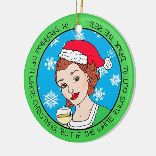 Funny Wine Spaß Retro Lady Weihnachten Keramik Ornament (Links)