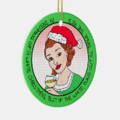 Funny Wine Spaß Retro Lady Weihnachten Keramik Ornament (Rechts)