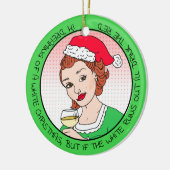 Funny Wine Spaß Retro Lady Weihnachten Keramik Ornament (Links)