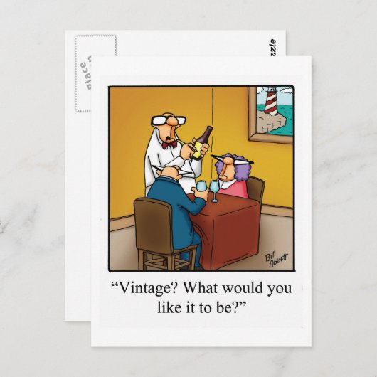 Funny Wine Spaß "Vintag?" Postkarte (Vorne/Hinten)