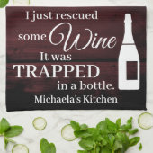 Funny Wine Sprichwort Zitat gerettet von Flasche r Geschirrtuch (Gefaltet)