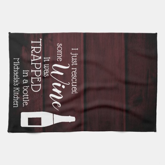 Funny Wine Sprichwort Zitat gerettet von Flasche r Geschirrtuch (Horizontal)