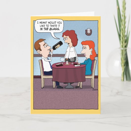 Funny Wine Taster Geburtstagkarte Karte (Vorderseite)