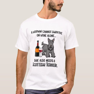 Funny Wine und Scottish Terrier T - Shirt