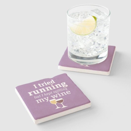 Funny Wine Zitat - Ich habe es versucht zu laufen  Steinuntersetzer (Seitenansicht)