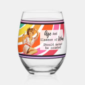 Funny Wineglass Best Friend Gift "Age/Wine" Weinglas Ohne Stiel (Rückseite)